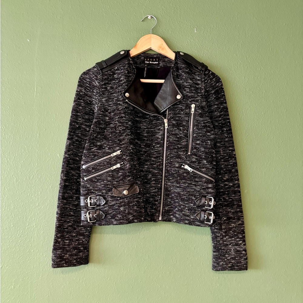 The Kooples Tweed Motorcycle Jacket